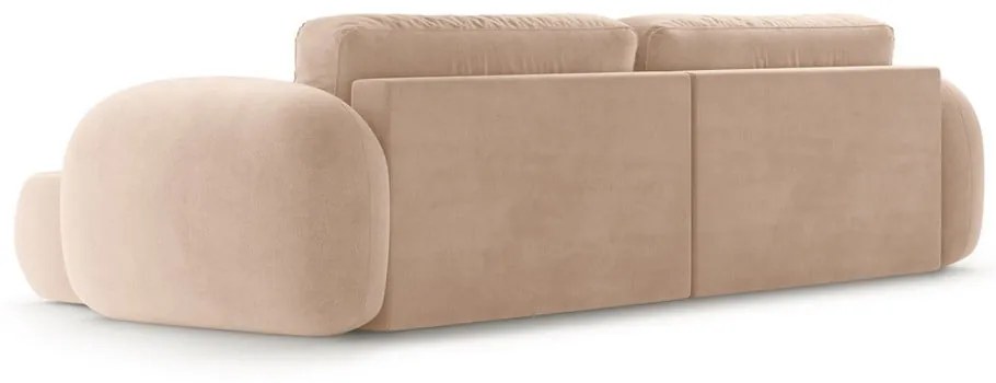 Béžová zamatová rozkladacia/s úložným priestorom rohová pohovka Tonale – Cosmopolitan Design