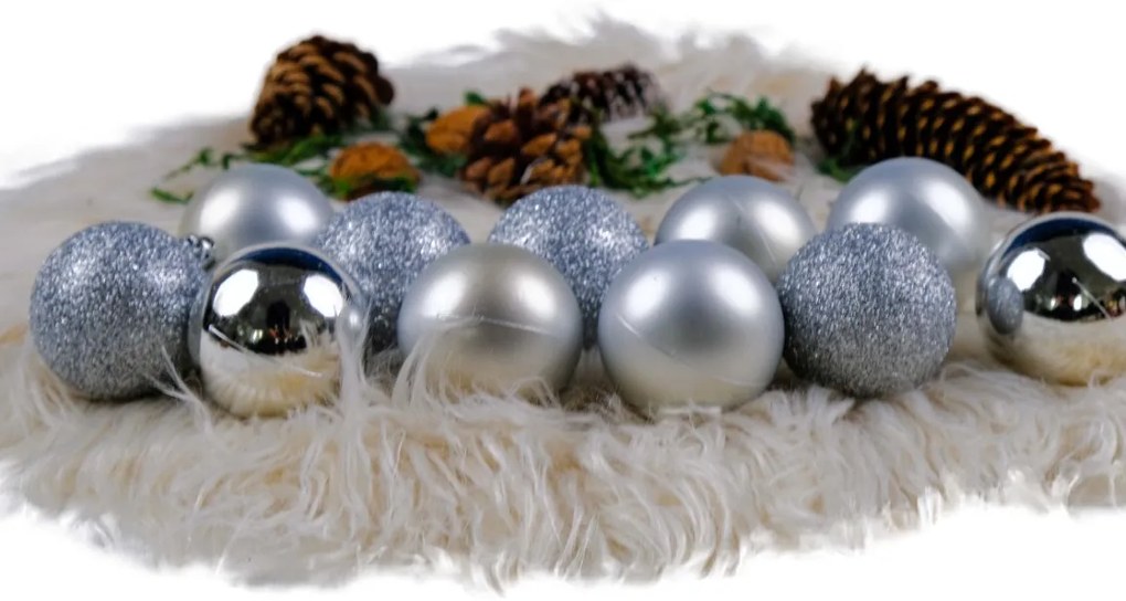 Bestent Vianočné gule na stromček 5cm 17ks SILVER
