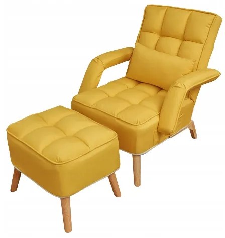 Relaxačné kreslo Carlos žlté s taburetkou