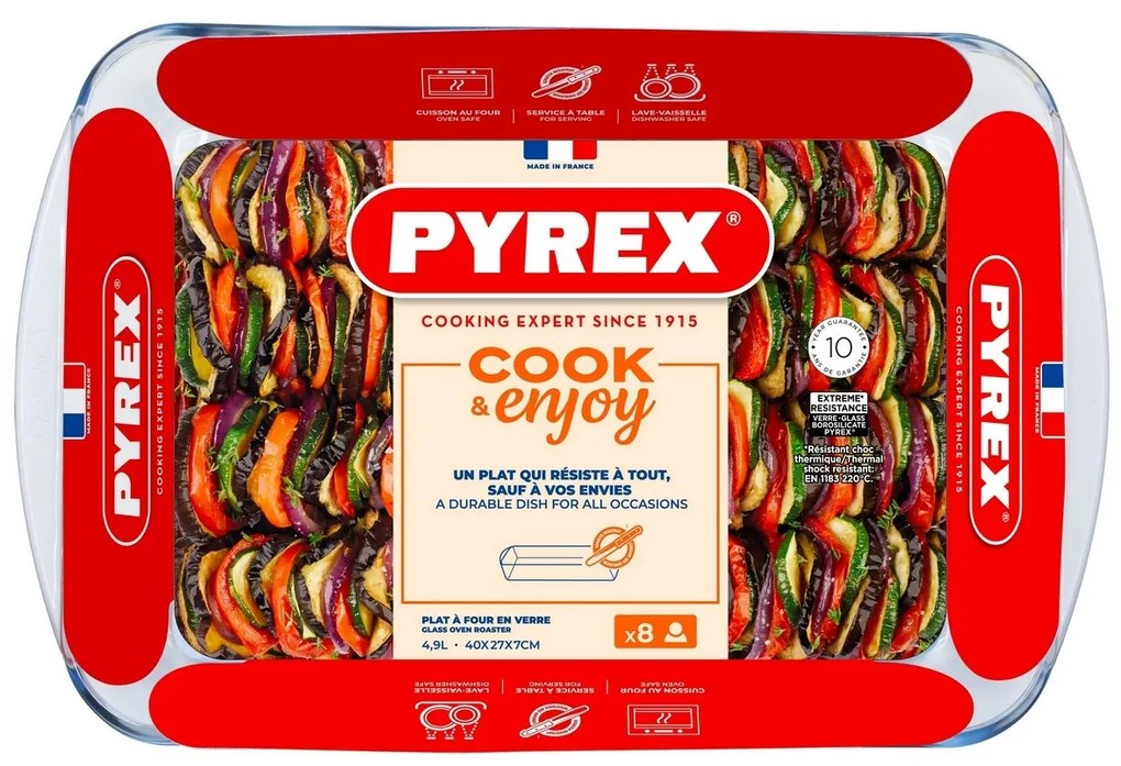 Pyrex Sklenený pekáč 4,9 l, 40 x 27 x 7 cm, L