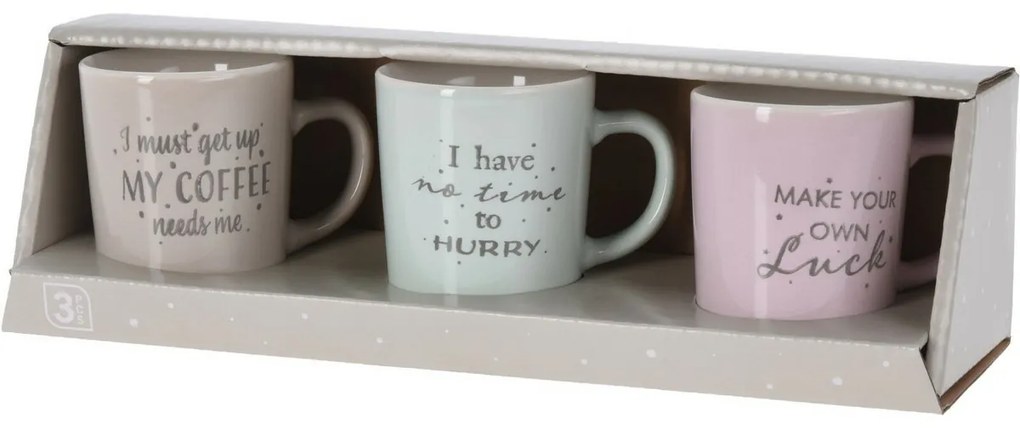 EH 3-dielna sada porcelánových hrnčekov Coffee time, 100 ml