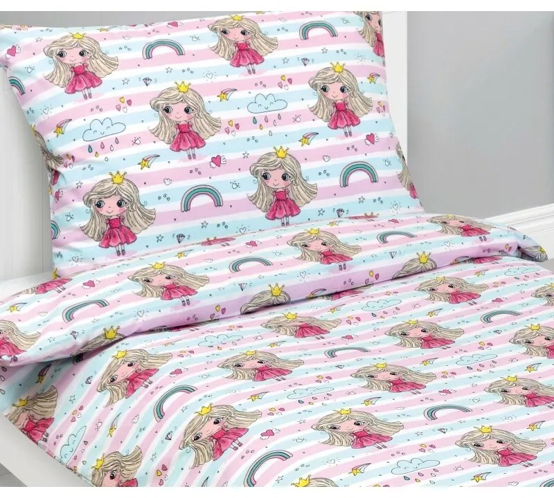 Bellatex Detská bavlnená posteľná bielizeň JuniorPrincess pink, 140 x 200, 70 x 90 cm