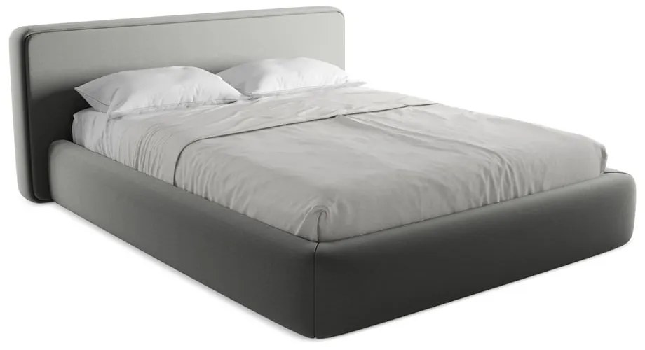 Sivá čalúnená dvojlôžková posteľ s úložným priestorom s roštom 160x200 cm Kiana – Makamii