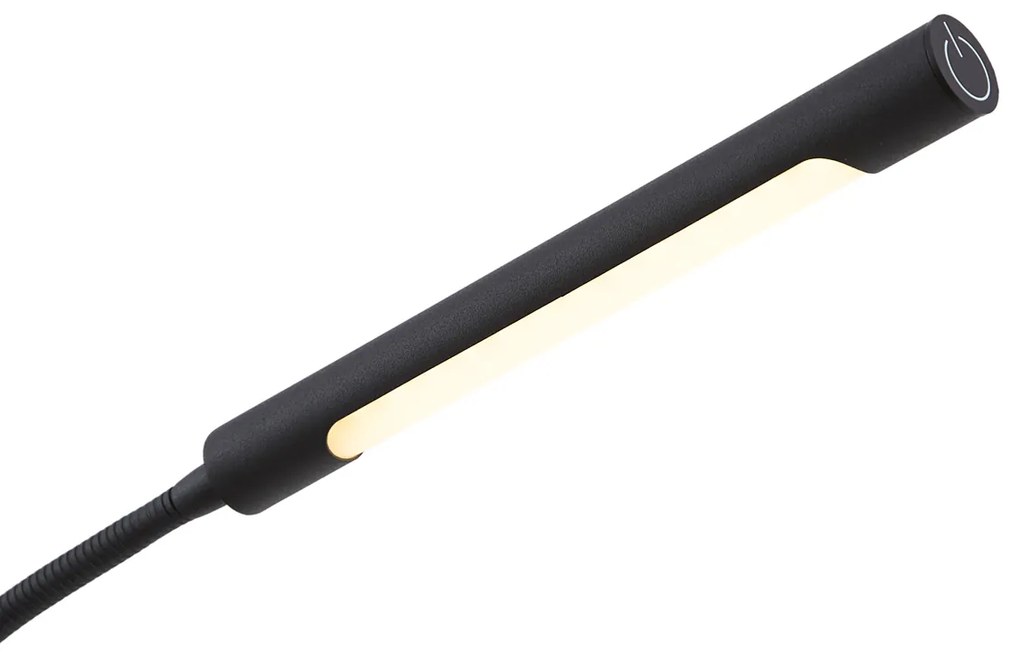 Moderná stojaca lampa čierna vrátane LED 3-stupňové stmievanie nabíjateľná - Statler