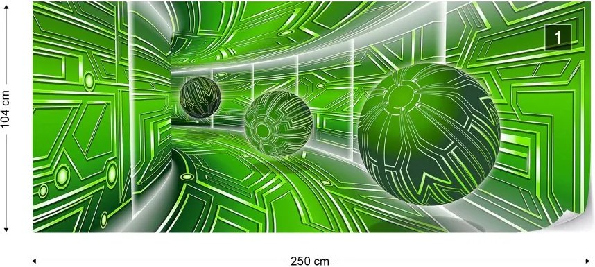 Fototapeta GLIX - 3D Tech Tunnel Green 2 + lepidlo ZADARMO Vliesová tapeta  - 250x104 cm