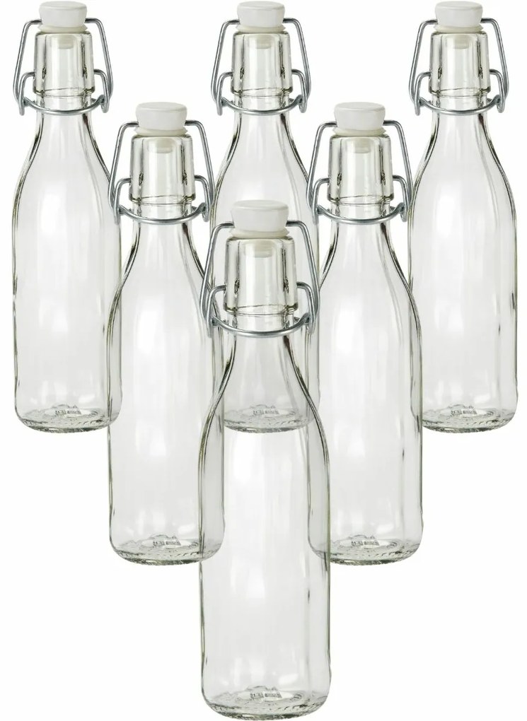 Skleněná fľaša s clip uzáverom, 0,5 l, 6 ks, 0,5 l