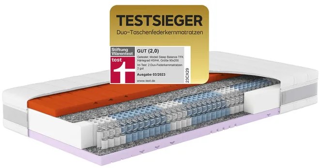 Hn8 Schlafsysteme 7-zónový matrac s taštičkovými pružinami Sleep Balance (H3/H4, 90 X 200 CM)  (100305737)