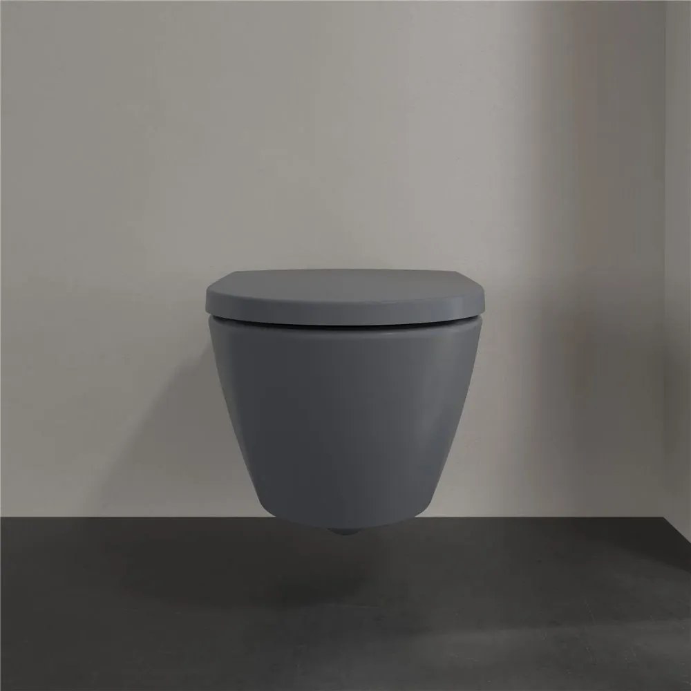 VILLEROY &amp; BOCH Subway 2.0 závesné WC s hlbokým splachovaním bez vnútorného okraja, 370 x 560 mm, Graphite, s povrchom CeramicPlus, 5614R0i4