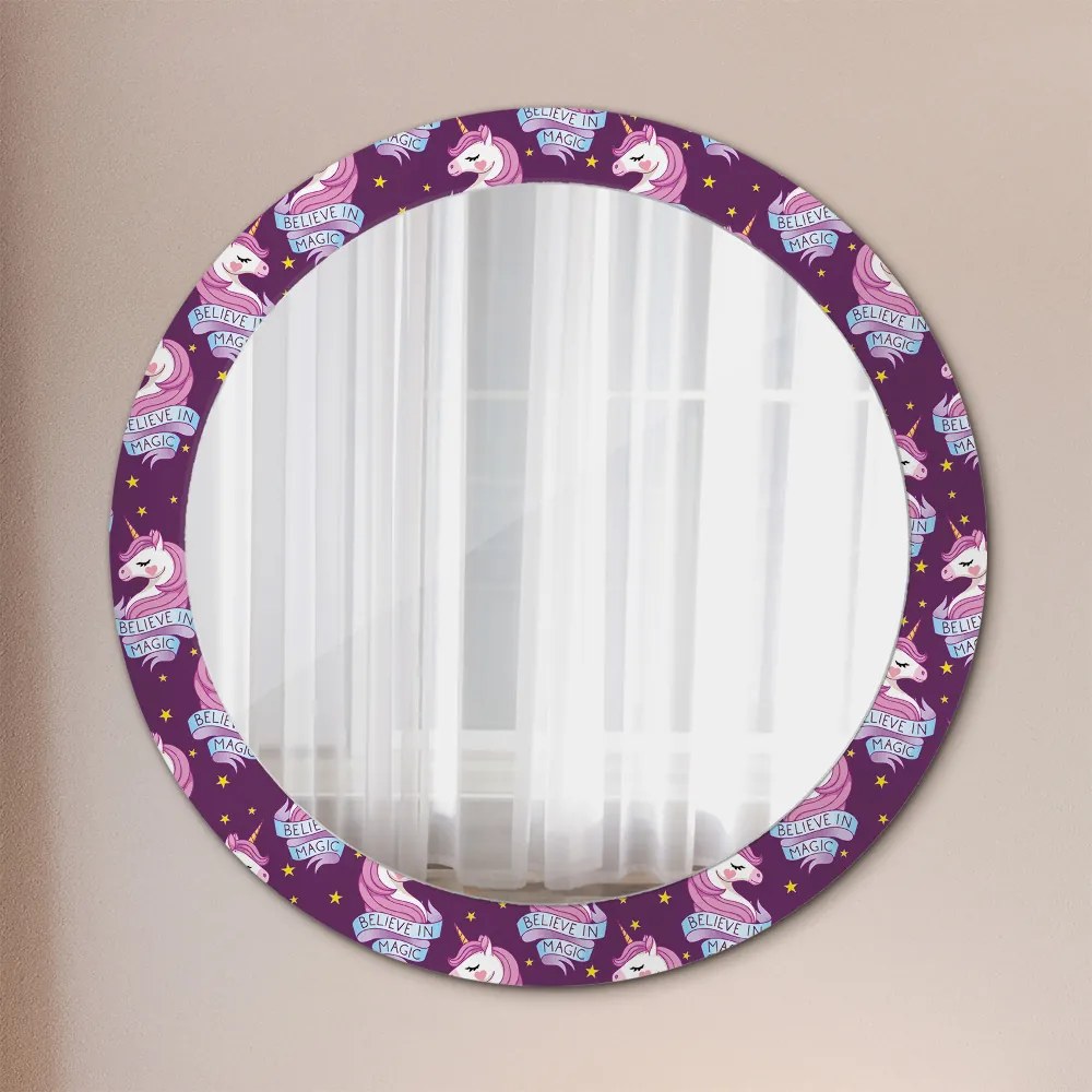 Okrúhle ozdobné zrkadlo na stenu Jednorožec fi 80 cm