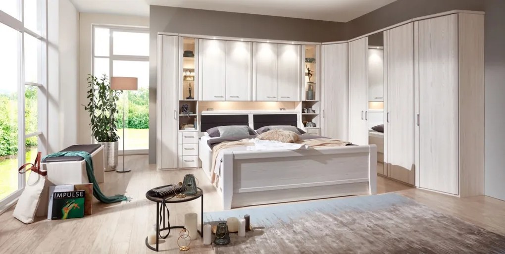 Rohová šatníkova skriňa Luxor 93/93 cm, polárny smrekovec