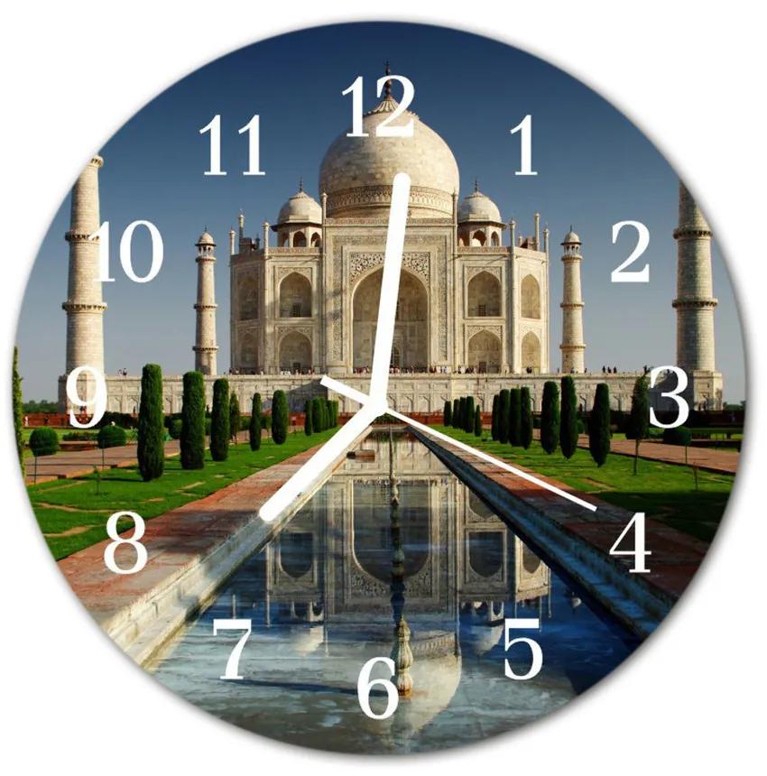 Nástenné sklenené hodiny Taj mahal fi 30 cm