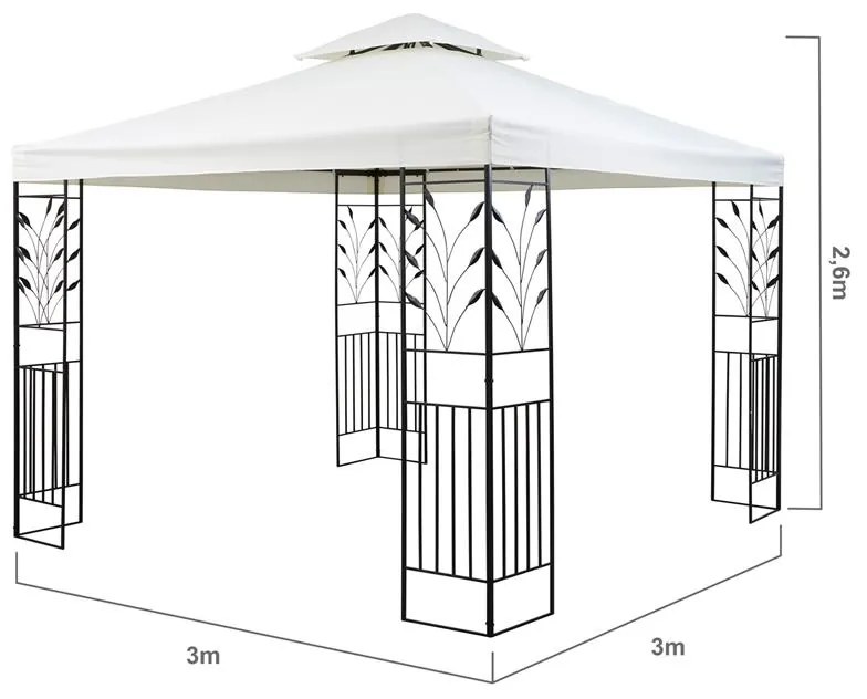 Odeon Beige, záhradný pavilón, altán, 3 x 3 m, oceľ, polyester, svetlobéžový