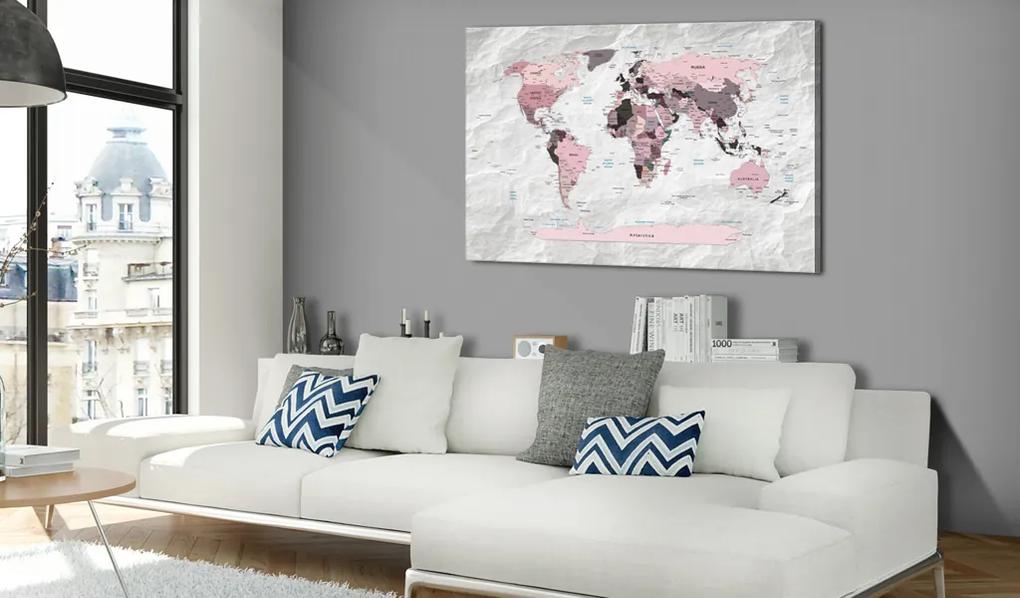 Artgeist Obraz - World Map: Pink Continents Veľkosť: 60x40, Verzia: Standard