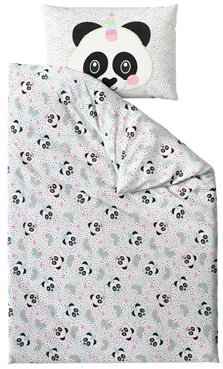 Detské bavlnené obliečky PANDA UNICORN biele Rozmer obliečky: 60 x 70 cm | 140 x 200 cm