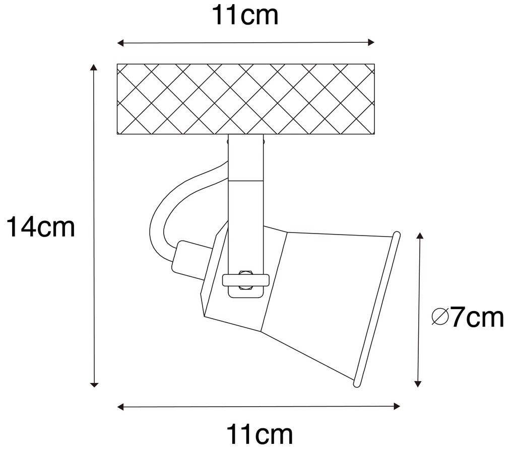 Rustikálny reflektor čierny s dreveným nastaviteľným - Jelle