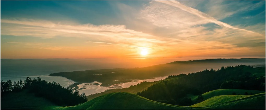 Obraz východu slnka nad morom (120x50 cm)