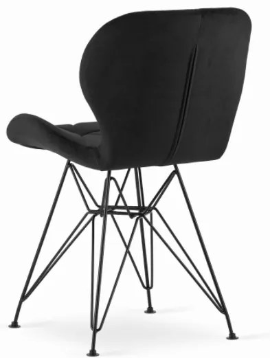 Zamatová jedálenská stolička Paris čierna s čiernymi nohami