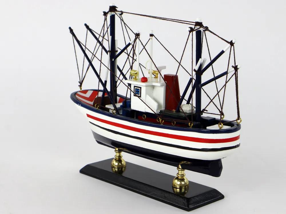 Lean Toys Zberateľská rybárska drevená loď – biela 45cm