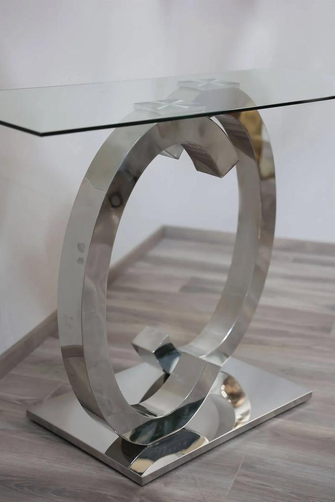 Strieborný sklenený konzolový stôl 110cm 40cm