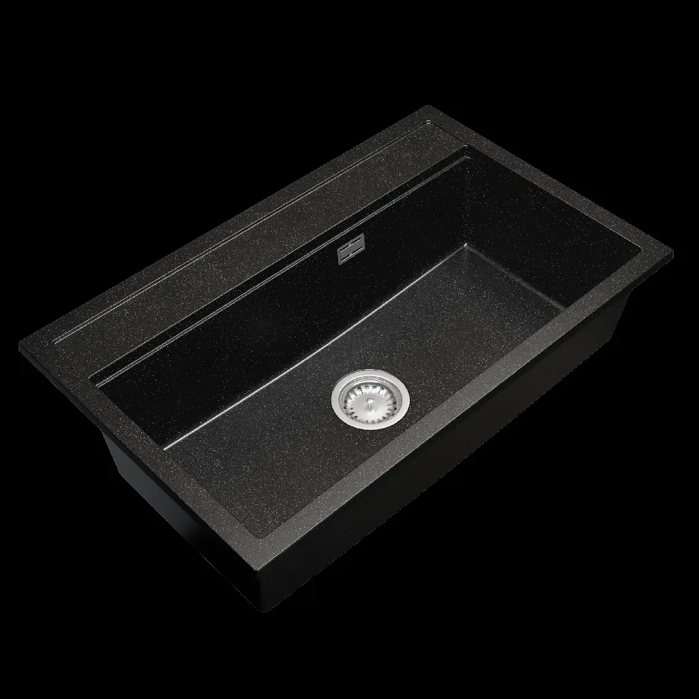 Gamma Advance, 1-komorový granitový drez 805x505x210 mm, čierna škvrnitá, GMA-ZLE000117