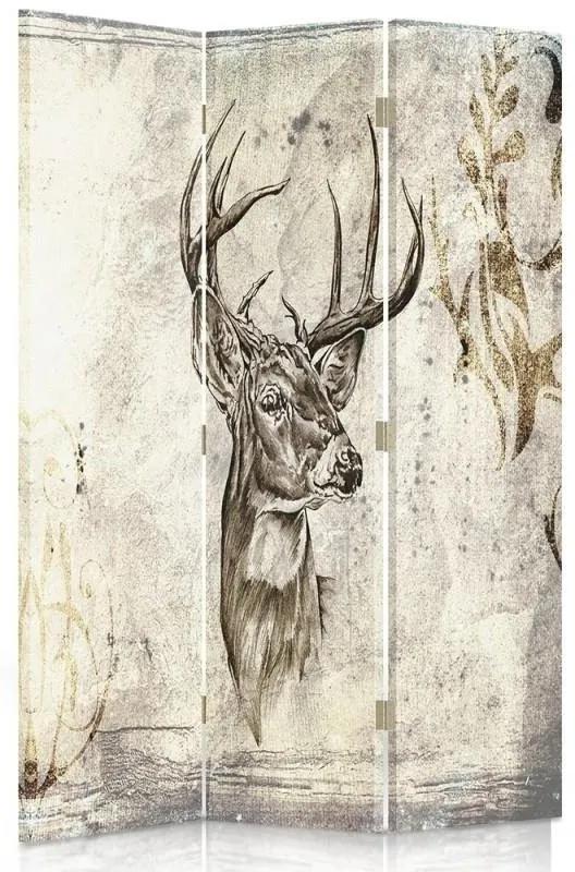 Ozdobný paraván, Elegantní jelen - 110x170 cm, trojdielny, obojstranný paraván 360°
