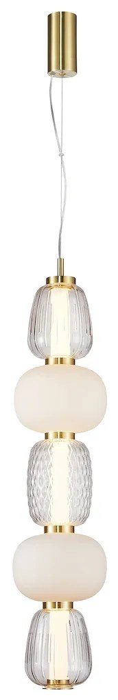 Závesné svietidlo Caro, 5x biele/transparentné sklenené tienidlo, g