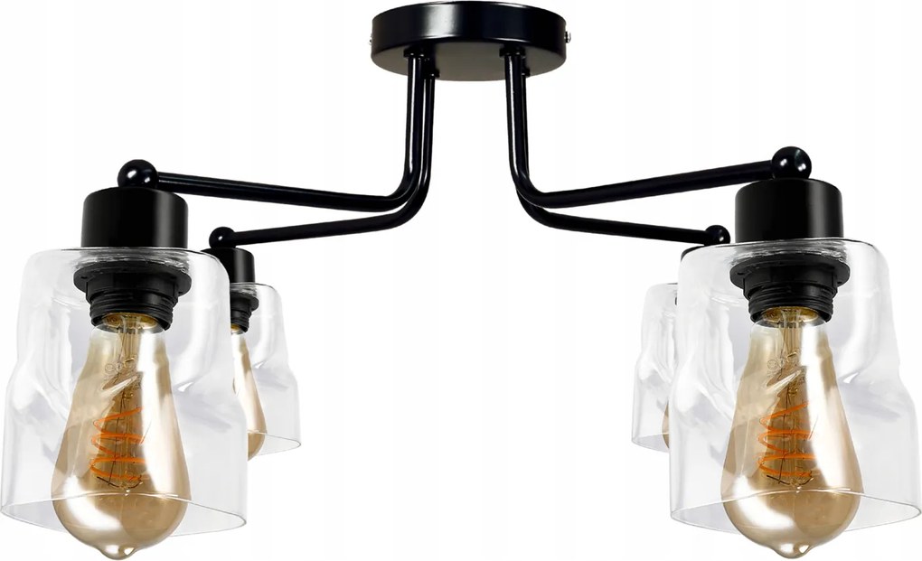 BERGE LED luster stropné svietidlo 2xE27, rolovací, priehľadný štvorec