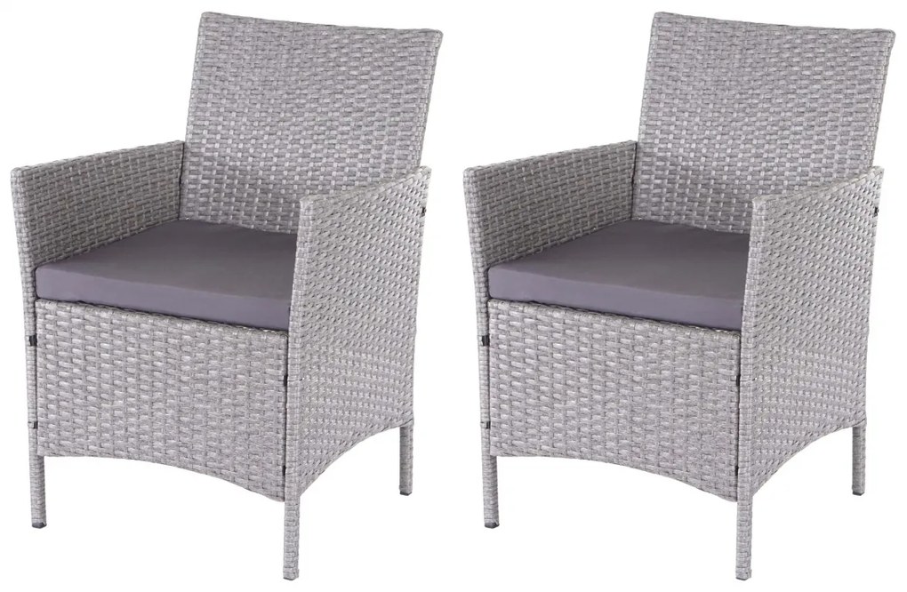 Set 2 záhradných stoličiek Halden, polyratan - sivá, vankúše antracit
