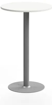 Barový stôl ALVA, Ø700x1100 mm, s kotvením do zeme, HPL, strieborná/biela