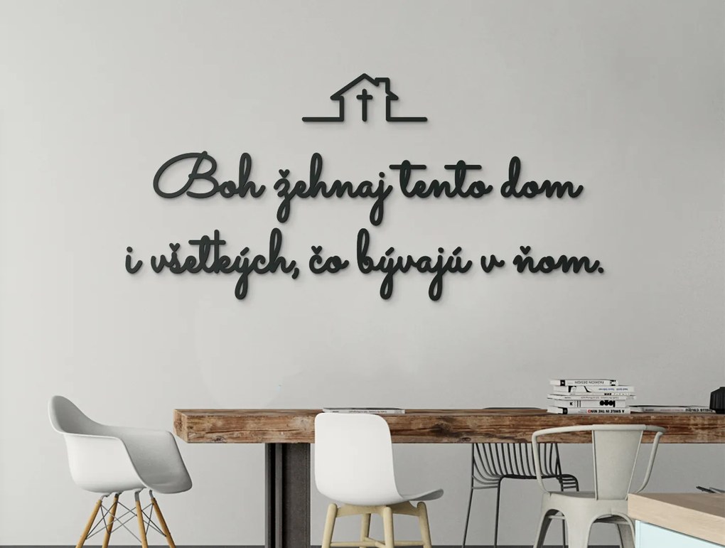 drevko Drevený citát Boh žehnaj tento dom Rozmer obrazu: 40,5 x 86 cm, Farba dekorácie: Čierna