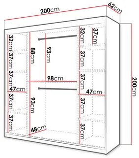 Šatníková skriňa Torro 2200 (biela). Vlastná spoľahlivá doprava až k Vám domov. 1123158