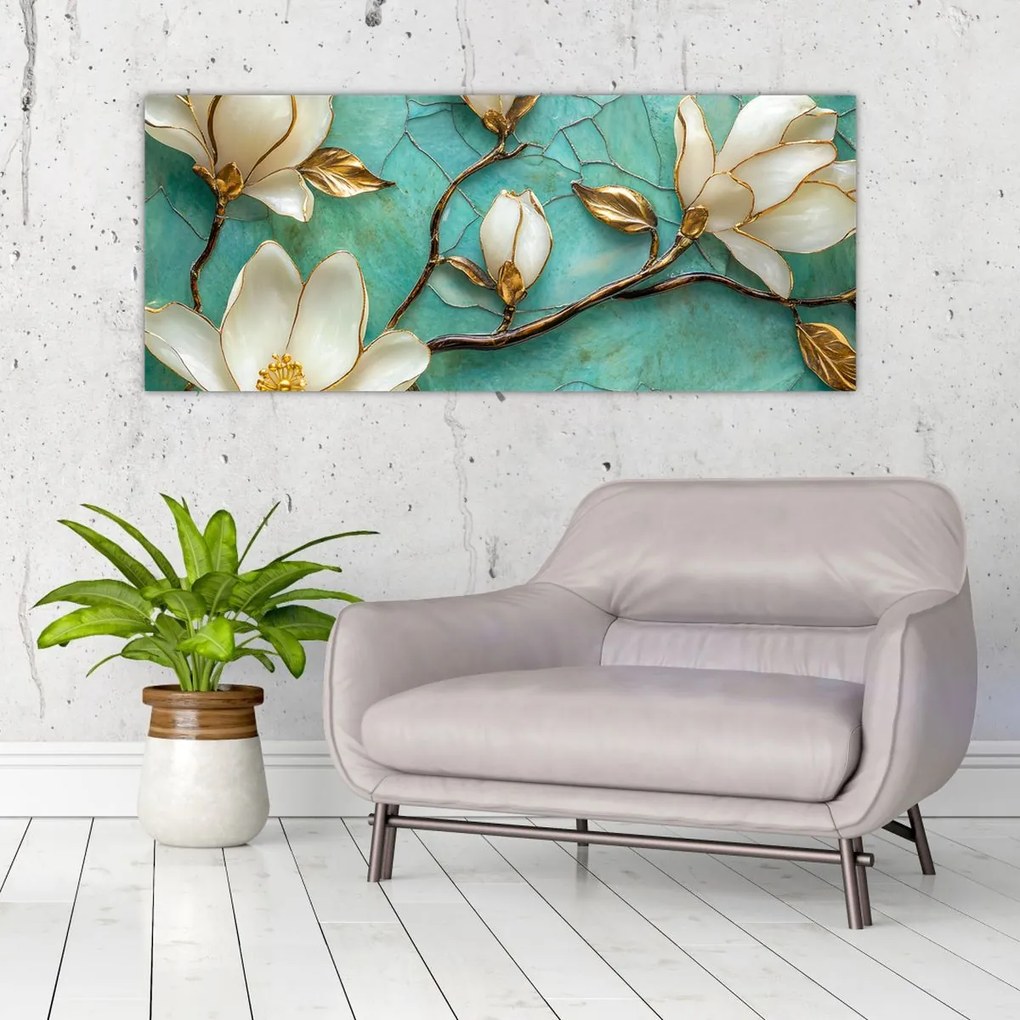 Obraz - 3D magnólia (120x50 cm)