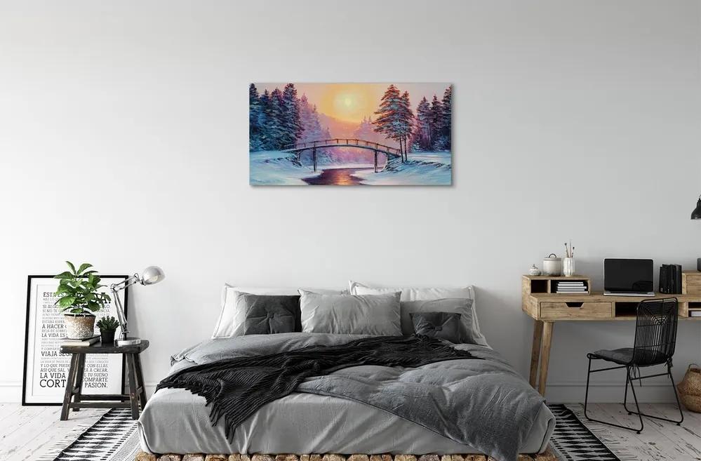 Obraz canvas Zimné stromy sneh na východ 120x60 cm