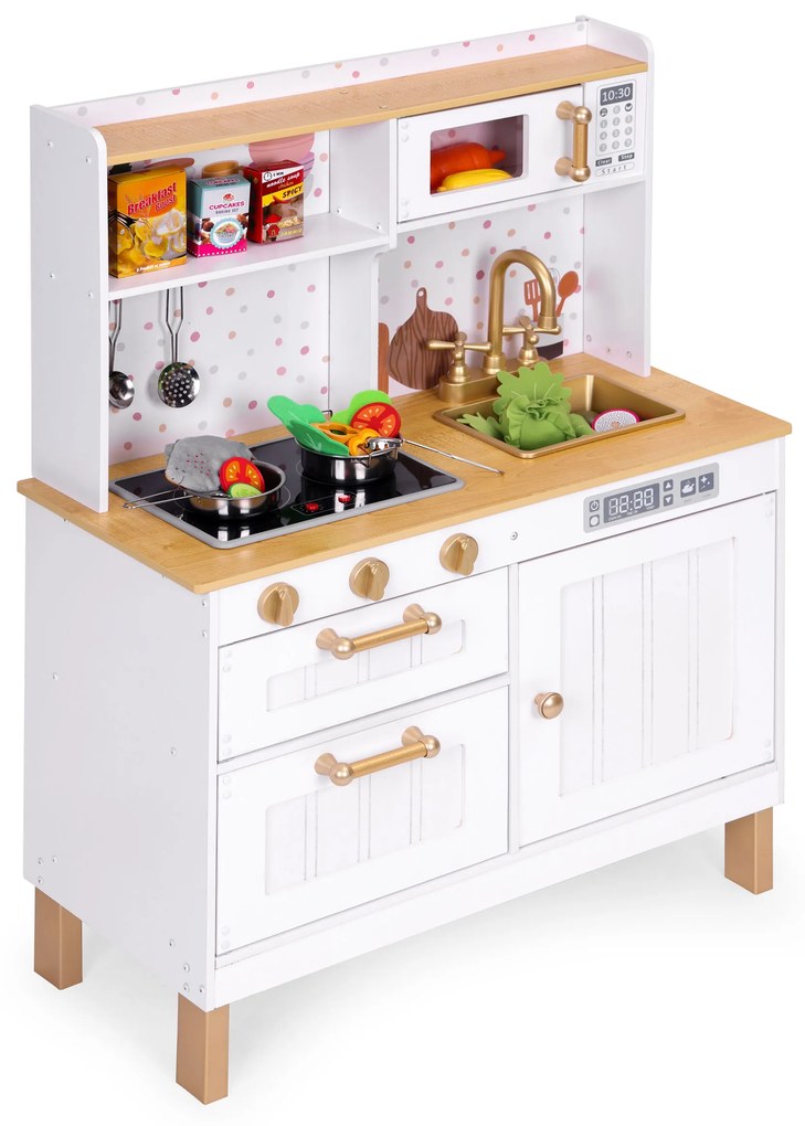 ECOTOYS Detská veľká drevená kuchynka so svetlom a zvukom