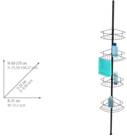 WENKO 24568100-Rohová polica DOLCEDO 31x230 cm nerez/čierna