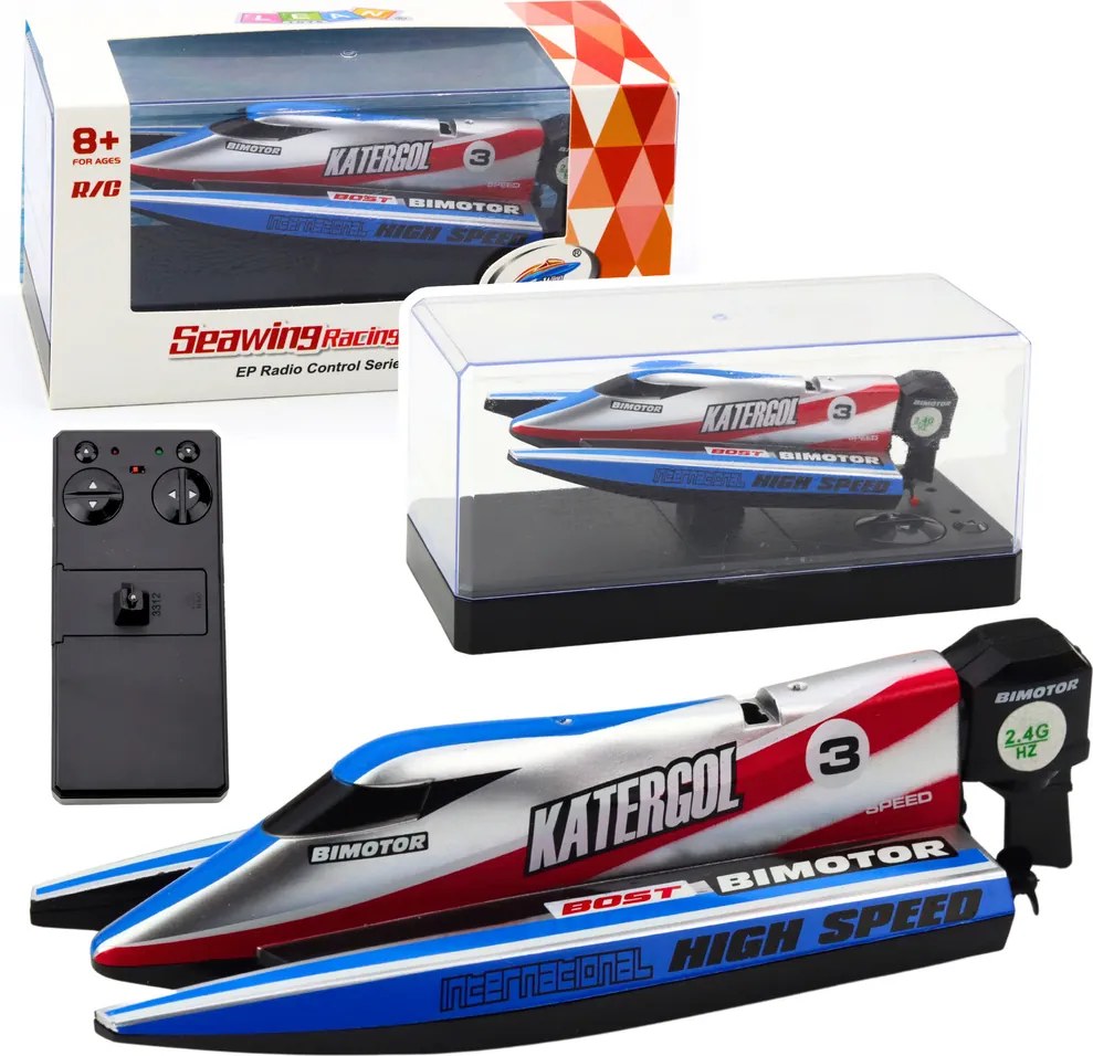 LEAN Toys RC motorový čln na diaľkové ovládanie modrý/strieborný 14cm