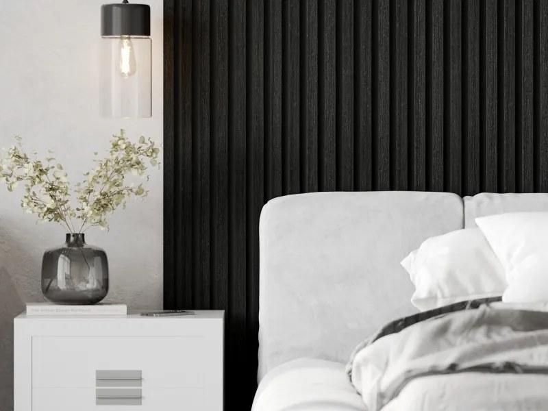 Mexen Lam-F, akustické stenové lamely 275 × 30 cm, plstený podklad 8 mm, technická dyha, dub čierny striebristý, S105-275307-3015-025
