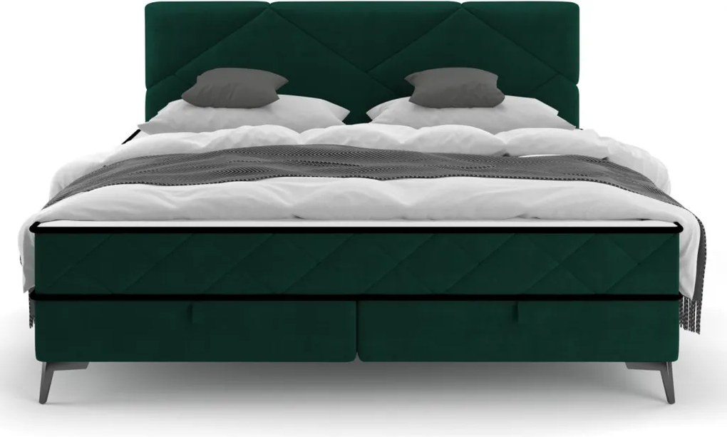 Posteľ Parana 180x200 cm, fľaškovo zelená zamatová látka