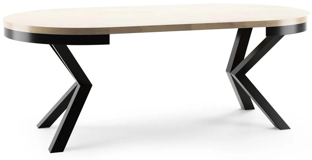 Okrúhly rozkladací jedálensky stôl PASI 100cm Kominácia stola: šedý betón - čierne nohy
