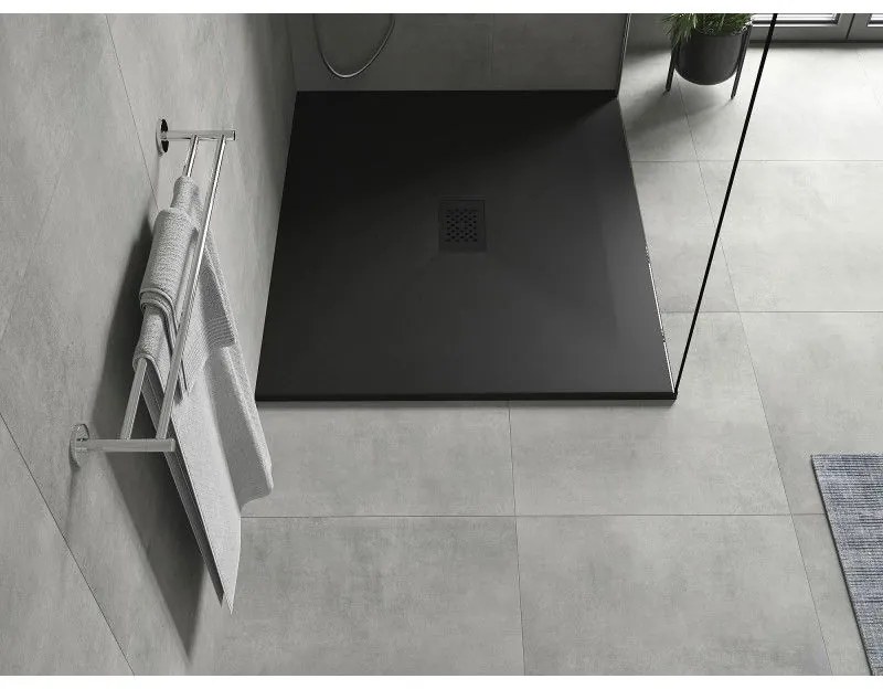 Mexen Hugo, obdĺžniková sprchová vanička SMC 130 x 100 cm, čierna, čierna krytka, 42701013-B