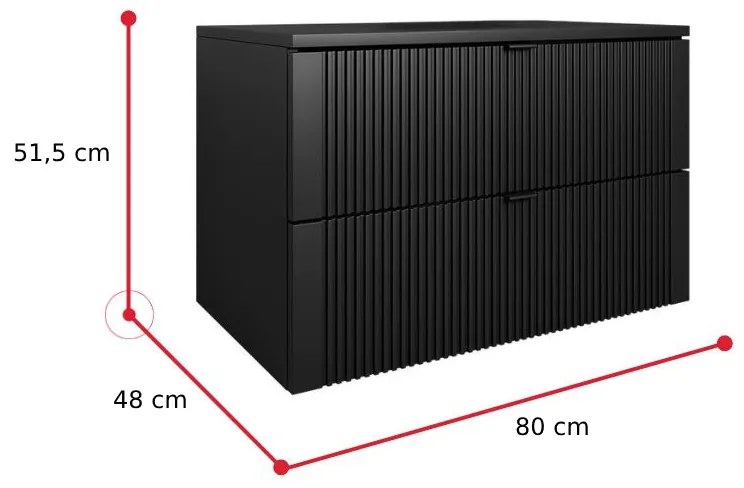 Kúpeľňová skrinka pod umývadlo DAKARI - čierna / 80 / áno