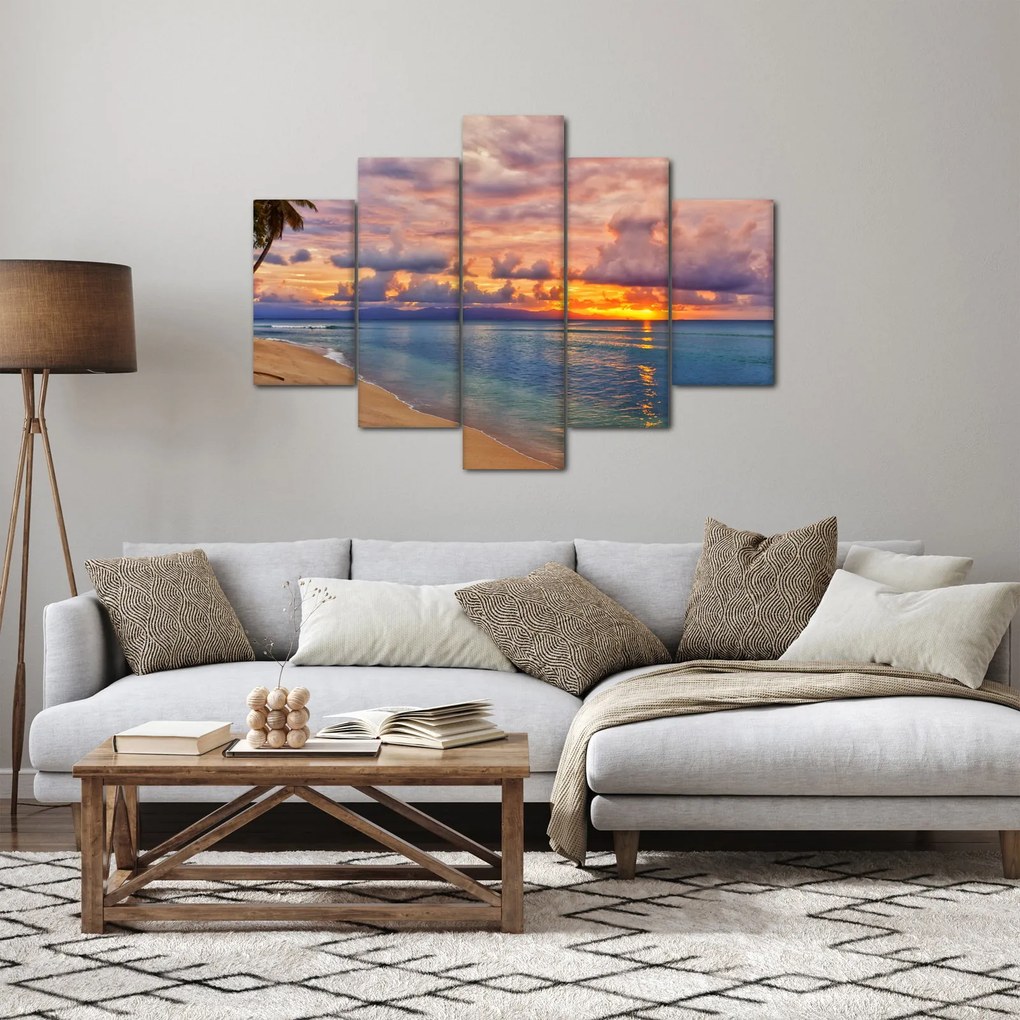 Obraz - Západ slnka na pláži (150x105 cm)