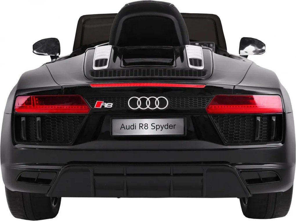 Ramiz Audi R8 Spyder batéria čierna + diaľkové ovládanie + EVA + pomalý štart + rádio MP3 + LED