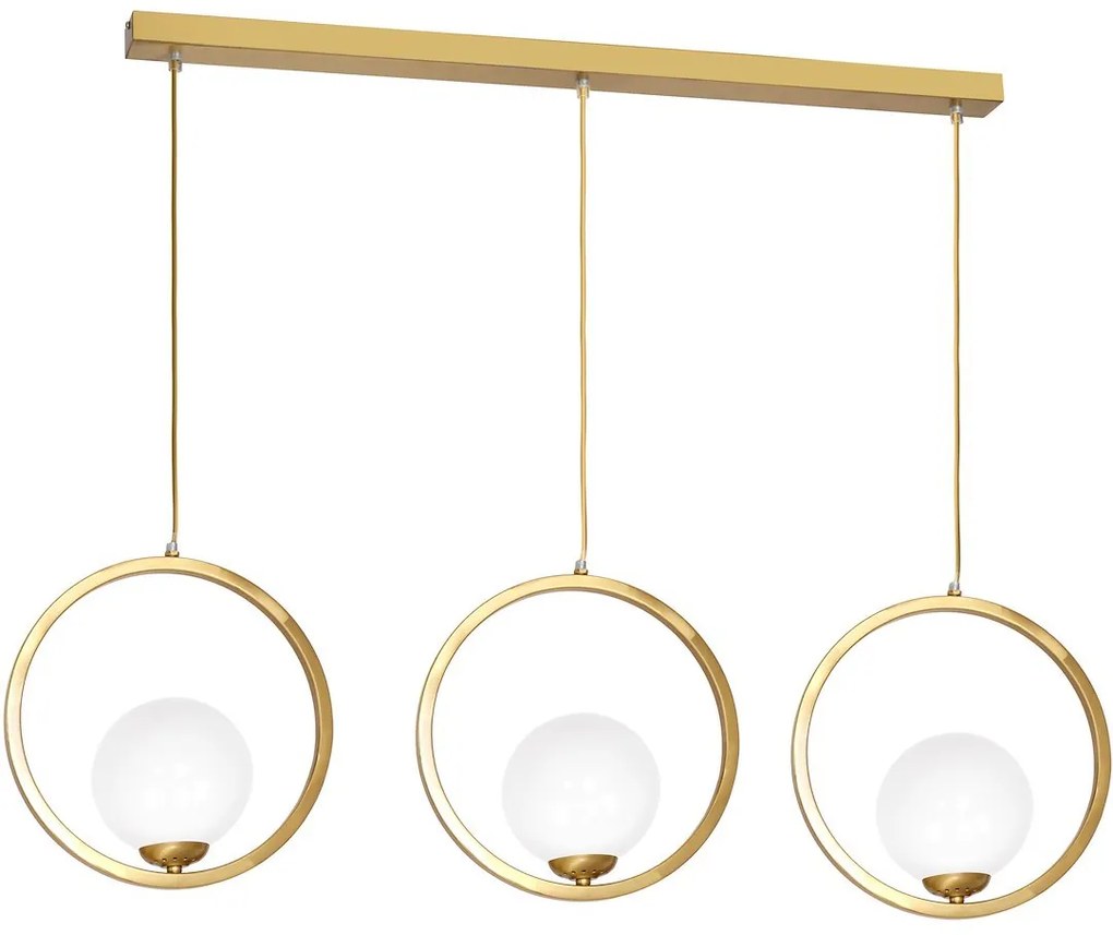 Závesné svietidlo Vienna, 3x biele sklenené tienidlo, c