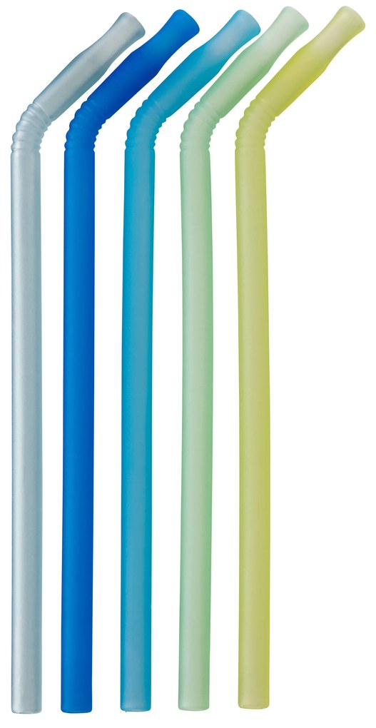 Súprava silikónových slamiek - modrá/zelená