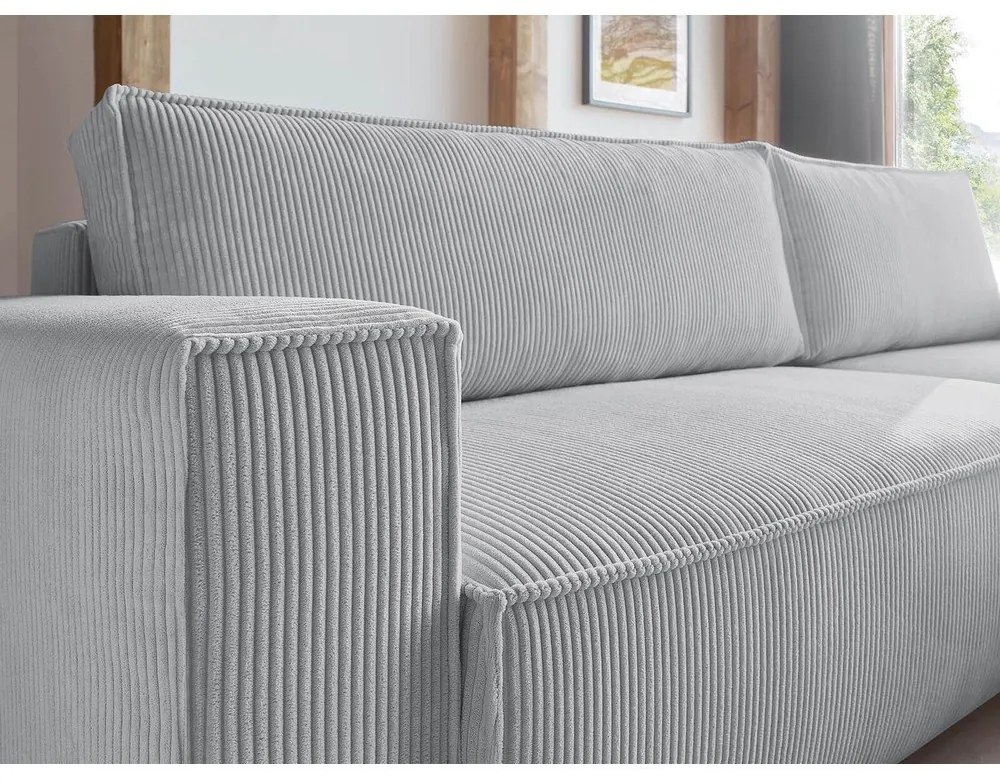 Svetlosivá menčestrová rozkladacia rohová variabilná pohovka Nihad – Bobochic Paris