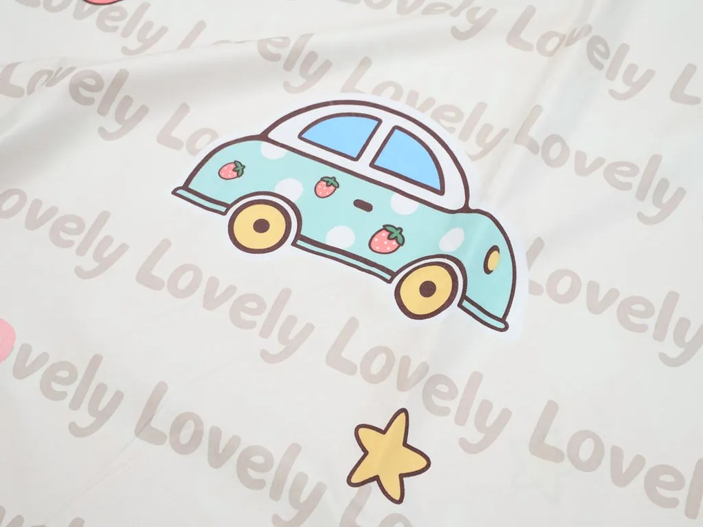 Bavlnené obliečky do postieľky AUTÁ LOVELY ružové