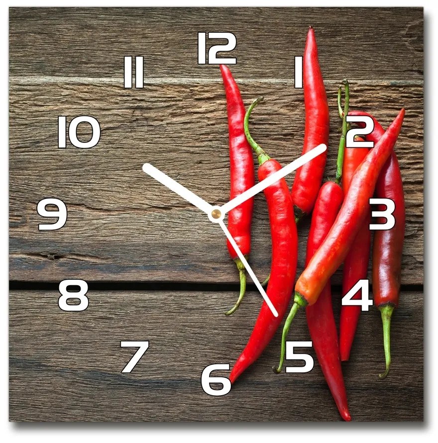 Sklenené hodiny štvorec Chilli papričky pl_zsk_30x30_f_119501609