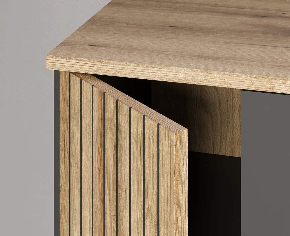 Predsieňová šatníková skriňa s policami Esteban, antracit/dub evoke