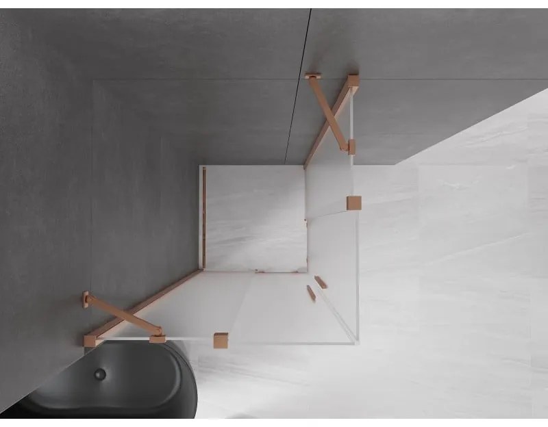 Mexen Velar Duo, sprchový kút s posuvnými dverami 100 x 100 cm, 8mm sklo námraza, medená matná, 871-100-100-32-65